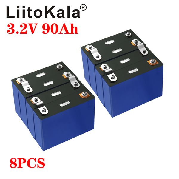 

8pcs/lot 3.2v 90ah lifepo4 battery lithium 270a 3c high drain for diy 12v 24v solar inverter electric vehicle c oach golf cart