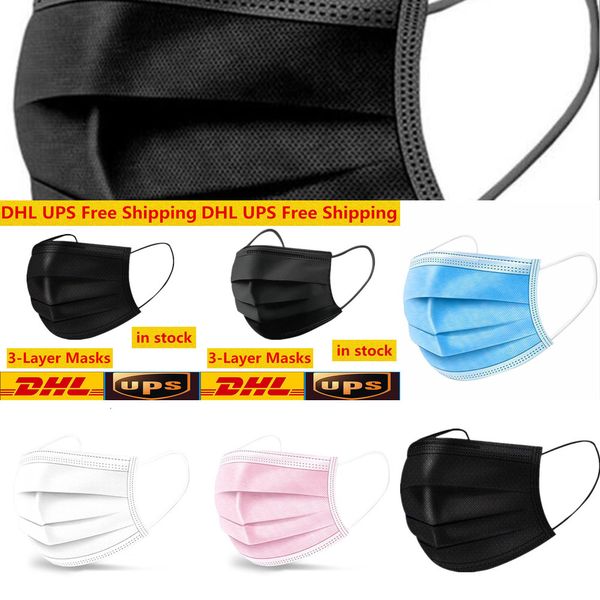 

3-layer dhl black disposable protection mask with earloop mouth face sanitary outdoor masksoutletvtnd