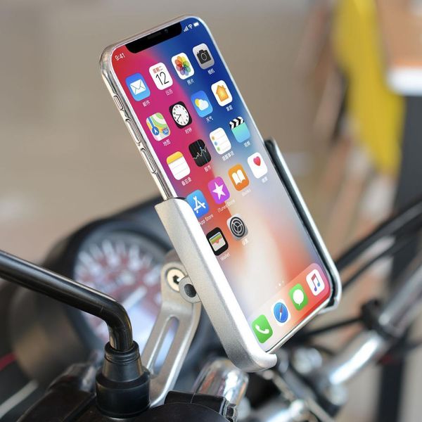 

universal aluminum alloy motorcycle rearview mirror cell phone stand support handle bike moto mount holder