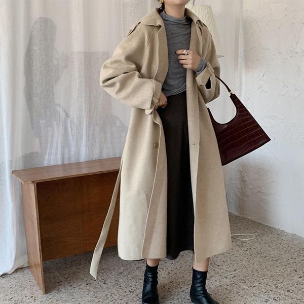 

cashmere coat female temperament elegant wind restoring ancient ways is qiu dong accept waist with long fur coat, Black
