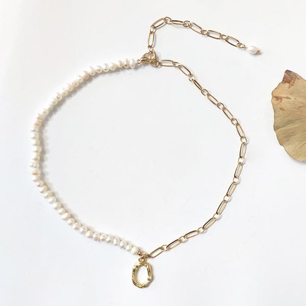 

2020 freshwater pearl gold color chain necklace stitching hip hop style accessories ladies 26 alphabet pendant jewelry gifts, Silver