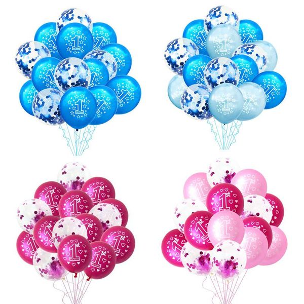 

10 15pcs 1st birthday party balloons boy girl first birthday one year old balloon baby shower christening party supplies ballon sqcjxk