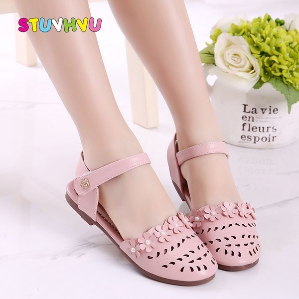 

summer new girls sandals flowers princess shoes kids hollow baotou baby toddler sandals children's beach shoes girls shoes y200619, Black;red