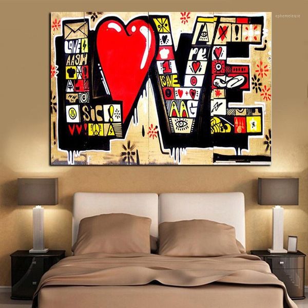 

poster hd print street art graffiti 3d red love modern abstract canvas painting art wall pictures for living room cuadros decor1