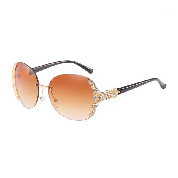 

women oversized sunglasses rimless rhinestone sun glasses for female 2020 brand designer fashion large face decoration uv4001, White;black