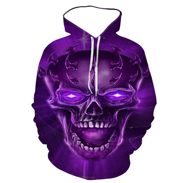 

effect digital printing skull head european style spring and autumn hooded long sleeve 3d print shirts horror oversized comics men clothing