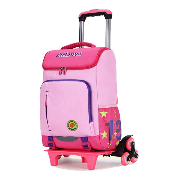 

ziranyu kids boys girls trolley schoolbag luggage book bags backpack latest removable children school bags 2/6 wheels stairs t200709