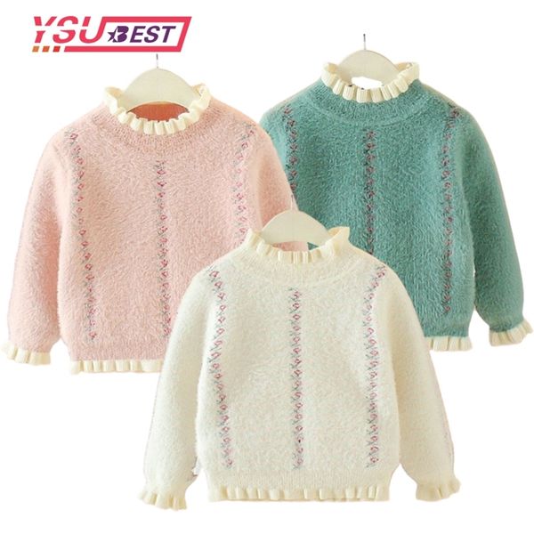 

1-6yrs children fall winter kids girl clothes soft warm sweaters toddler girls knitted outfits pullover jumpers sweater lj201130, Blue