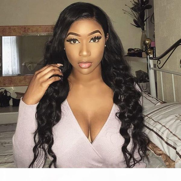 

full lace 360 human hair wigs 150% density lace wigs body wave natural color brazilian remy hair, Black;brown