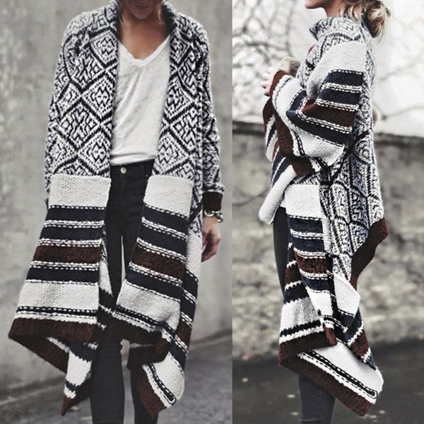 

women ladies winter long sleeve casual loose knitted sweater jumper coat female cardigan pull femme 2020 x826, Tan;black