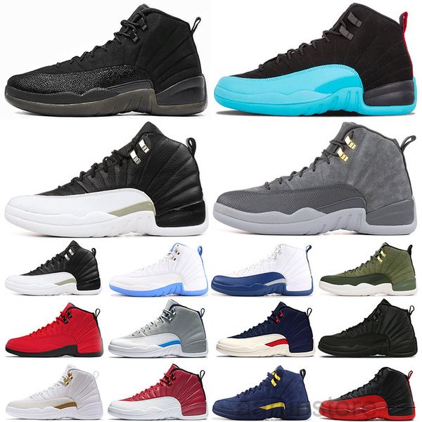 

black dark concord jumpman 12 12s basketballs shoes cny flu game white university gold red black roayl blue taxi indigo mens sneakers k2r5