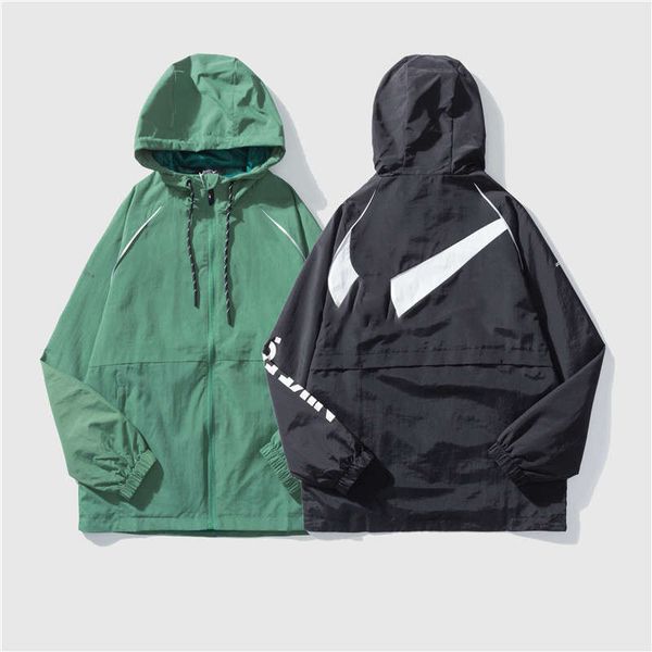 

spring and autumn new sport fashion windbreaker for men and women couples zip-up hooded jackets football club wear windbreaker size m-2xl, Black;brown