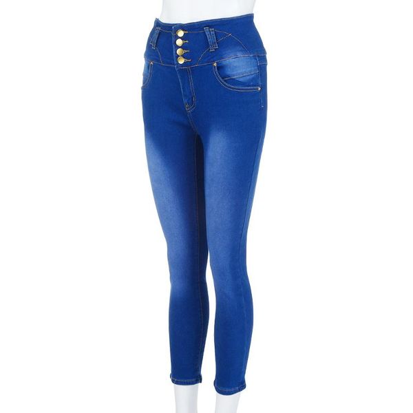 

women's jeans 2021 4 season fashion skinny slim thin high elastic waist washed leggings pencil pants denim for women 3.18, Blue