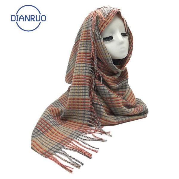 

scarves dianruo 2021 autumn winter tassel long scarf for women fashionable warm plaid cashmere ladies scarfs shawls q329, Blue;gray