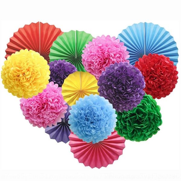 

8yntu field selling decoration party and props flower fan paper ball paper fan background layout props tueol