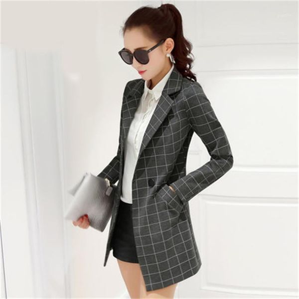 

2017women plaid blazers and jackets suit ladies long sleeve work wear blazer plus size casual female outerwear wear to work coat1, White;black