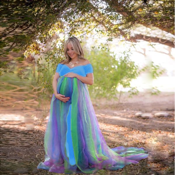 

rainbow maternity dresses for pregnant tulle bottom skirts part clothing girls dress evening party pgraph outfit, White