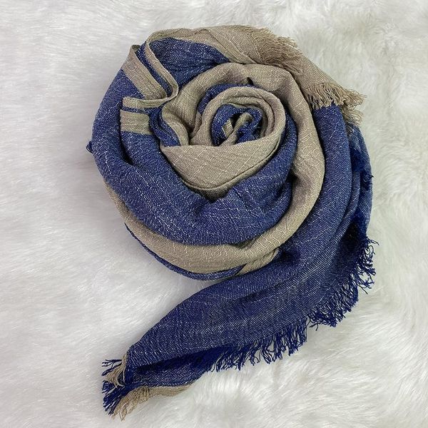 

scarf 2020 kroea style spring cotton and linen striped plaid long women's shawl fashion wmtiak bdesybag, Blue;gray