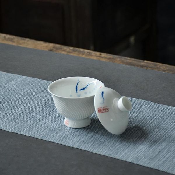 

tangpin teawware наборы керамические чайник чайник hearpainted gaiwan рыба чашка фарфоровая китайская кунг-фу чай набор jllijf