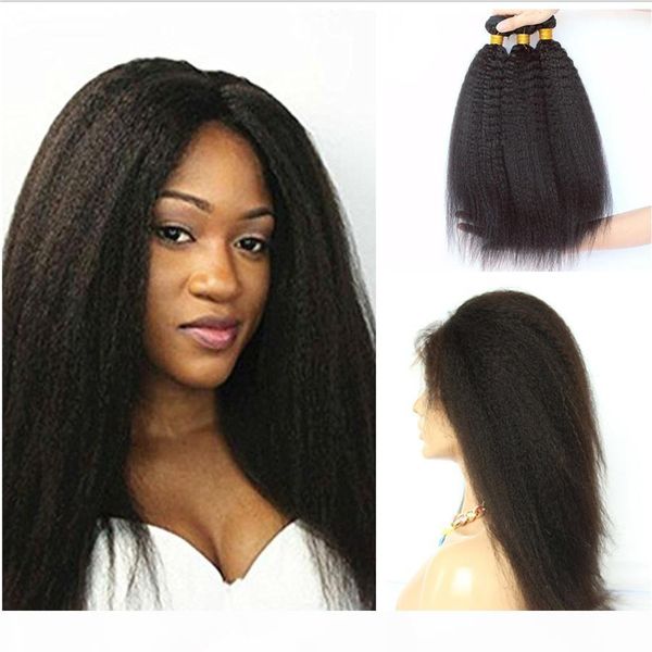 

предварительно щипковых 360 lace фронтальная закрытие с kinky прямые волосы большие яки 3 пачки с 360 полное кружева фронтального закрытие о, Black;brown