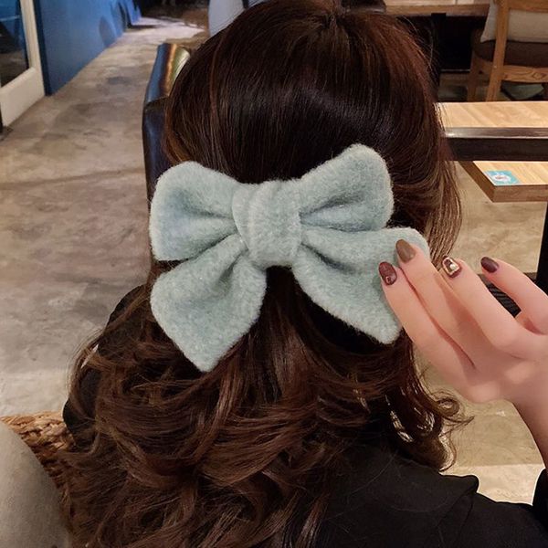 

big hair bow ties hair clips satin velvet two layer butterfly bow hairpin girl hair accessories for women bowknot hairpins 0690, Black;brown