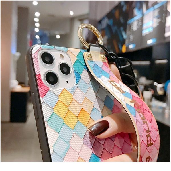

fish scale wrist strap neck lanyard phone case for iphone xr xs max x 7 8 6 6s plus 11 jllmrf