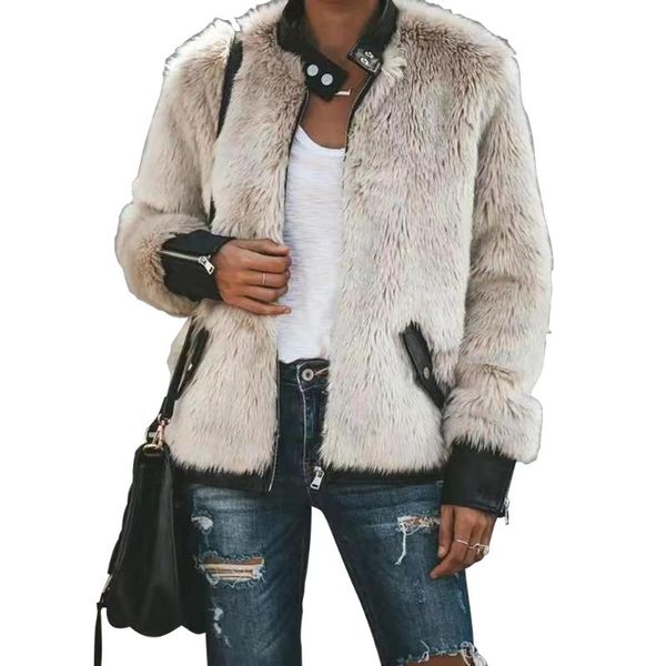 

women's jackets faux fur jacket open front shaggy long sleeve fashion warm outwear coat, Black;brown