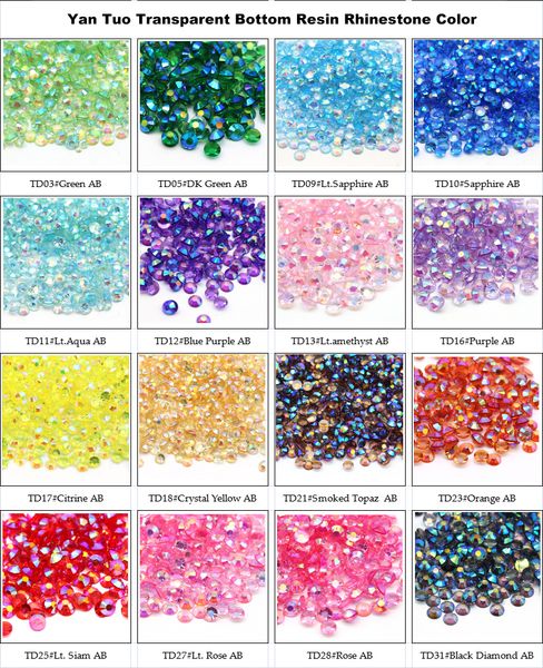 

yantuo wholesale 4mm transparent bottom resin rhinestones for tumblers nails, Black