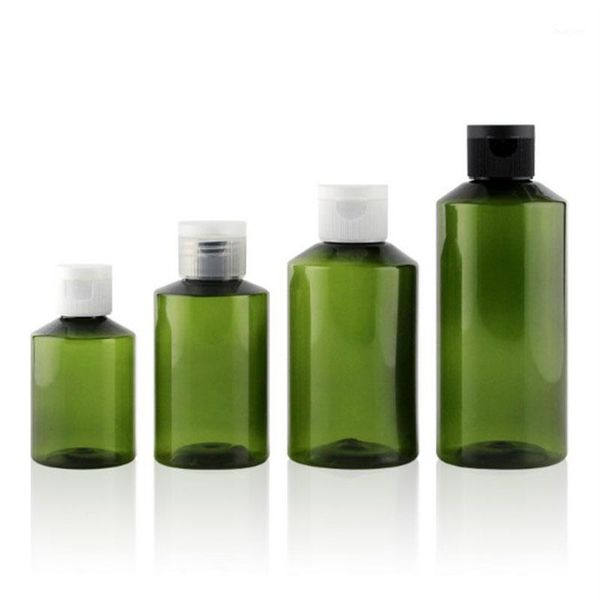 

50ml/100ml/150ml/200ml pet dark green oblique shoulder light cosmetics bottle simple ordinary plastic cover1