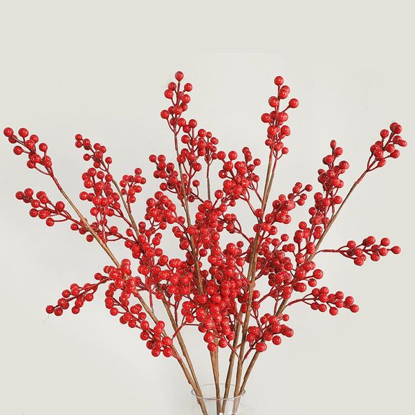 

chinese artificial berry branch christmas red berry holly fruit fake flowers diy plant new year christmas decoration