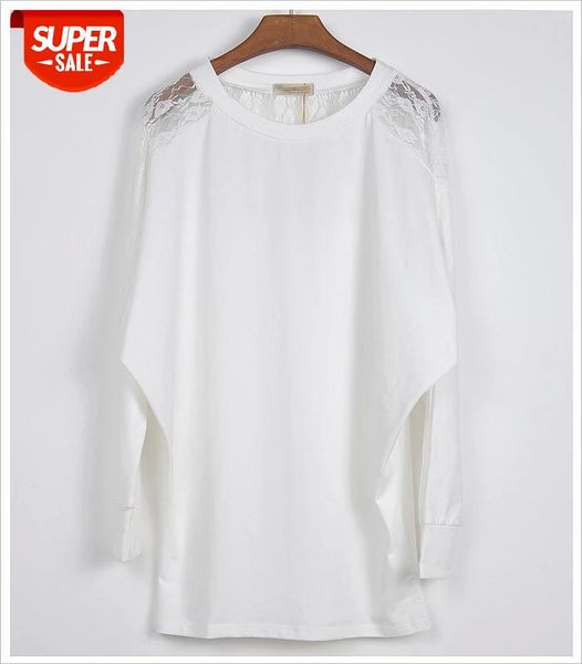 

us lace up patchwork long sleeve tees elegant formal t-shirt #7c6n, White