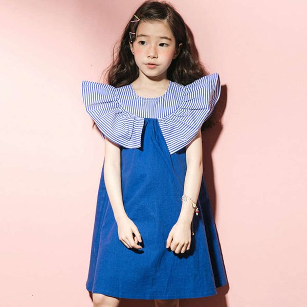 

korean girls' 2020 summer drs new pure cotton splicing vt skirt, Red;yellow