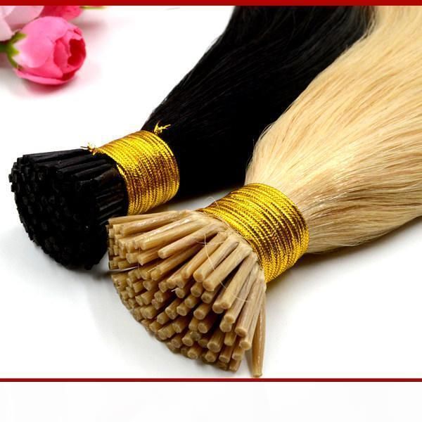 

18" 20" keratin human hair prebonded human hair i tip extensions 1g s 100gram pk keratin fusion hair extensions, Black