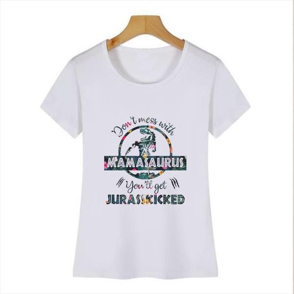 

dont mess with grandmasaurus youll get jurasskicked floral t shirt women funny dinosaur mom birthday tee mothers day gift, White