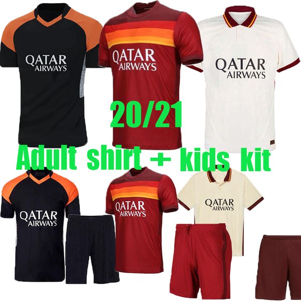 

2020 2021 soccer jerseys shirt zaniolo roma dzeko pastore rome totti kluivert kolarov as football shirt kids kit uniforms mail, Black