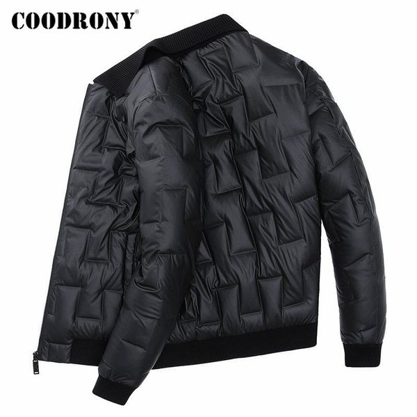 

coodrony brand duck down jacket men fashion striped casual coat men clothes 2020 autumn winter thick warm jackets pockets 98028, Black