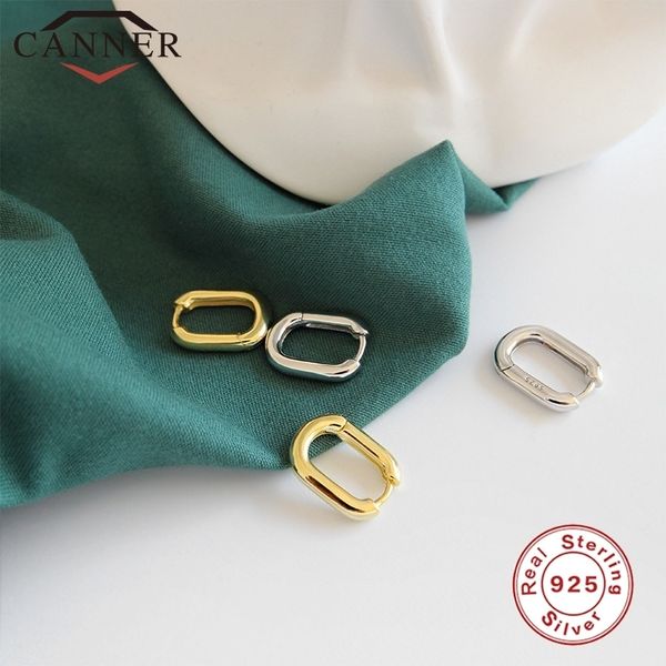 

100% 925 sterling silver punk hoop earrings retro geometric oval luxury engagement hoop earrings for women gold silver jewelry 200923, Golden;silver