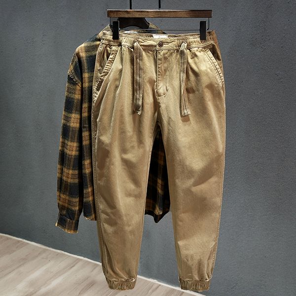 

cargo 2021 new black khaki skinny men's trousers without stretching spring elastic waist foit