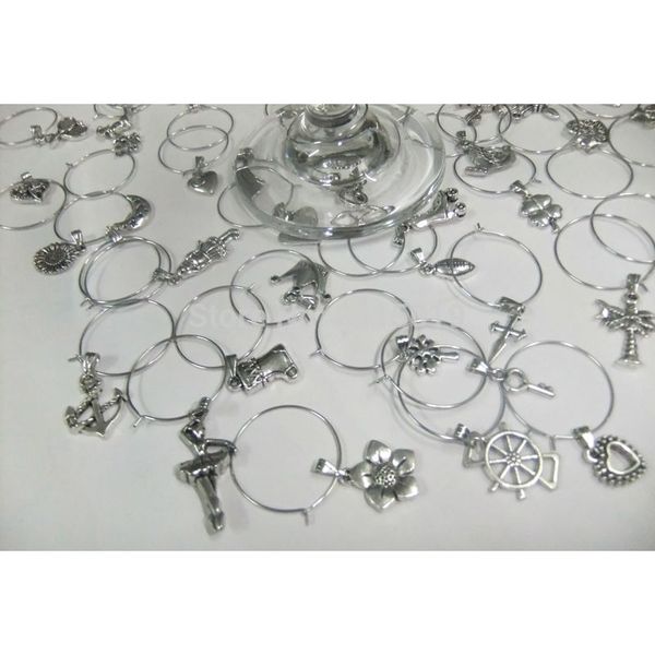 Freeship 50x Simplificados Padrões Mistos Festa De Vinho De Vinho Charms Marcadores De Mesa De Casamento Decoração De Mesa De Decoração Vinos Etiqueta 201127