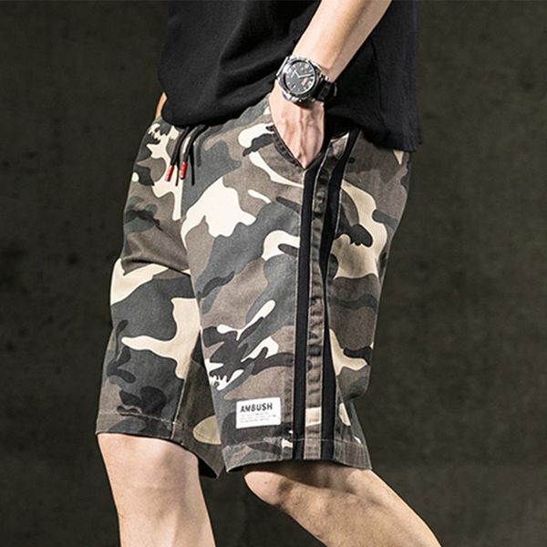 

short large shorts men's fashion camouflage loose capris cotton casual pants 8598a, White;black