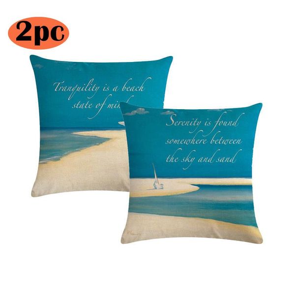

new 1 pair nordic style throw pillow covers 2pc linen floral print birds ocean blue cushion covers home decorative pillow cases
