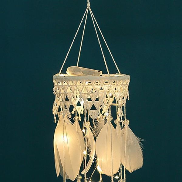 

light up led lace wind chime dream catcher feather tassel wind bell home wall hanging decoration wedding party birthday gift