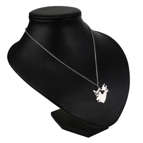 

europe and the united states stainless steel canada map pendant necklace, Silver