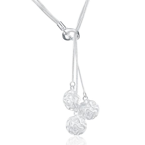 

new arrive silver color necklace jewelry women wedding fashion charms rose flower necklace christmas gift h sqcoex