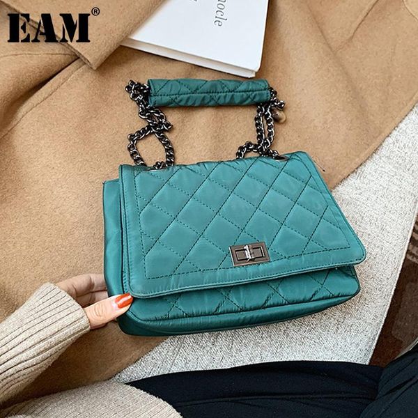 

shoulder bags [eam] women black temperament elegant chains oxford personality all-match crossbody bag fashion tide 2021 18a1223