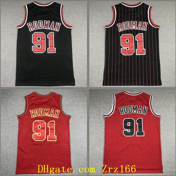 

ретро мужчины баскетбол chicagocity team 91 dennis rodman mitchell ness black red 1995 97 98 классический джерси из лиственных пород