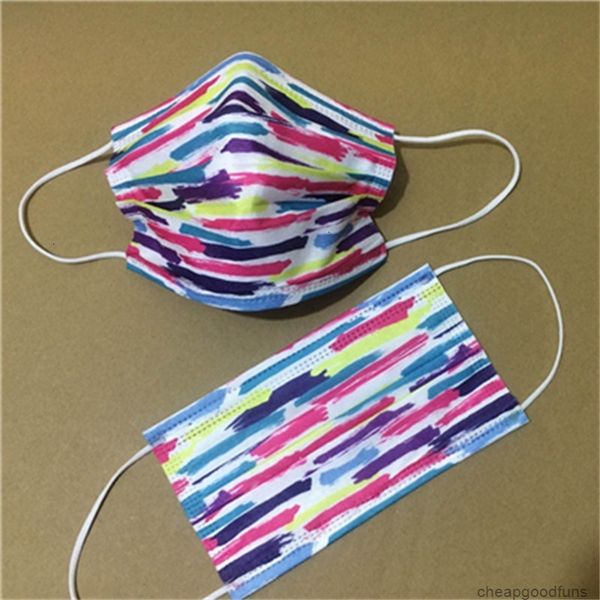 

uap1estock three layers of tie-dyed disposable us face mask colorful protective with melt-spray personalized printing party masks 8