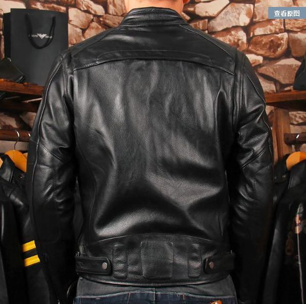 

dhl brand clothing winter thicker jackets men's genuine leather biker jacket.motorcycle suede, Black