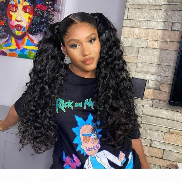 

water wave 13x4 transparent full lace front wig human hair wigs deep curly hd frontal wig remy brazilian hair pre plucked, Black;brown