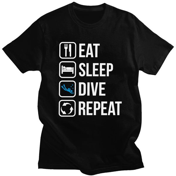 

sport funny eat sleep scuba dive repeat t-shirt men short sleeve diving tshirt printed t-shirt cotton regular fit diver tee shirt gift